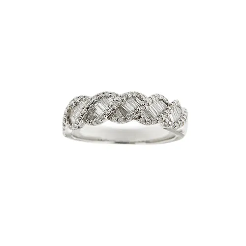 Вълнообразен пръстен тип ривиера - Диаманти 1,00 ct в 18-каратово бяло злато