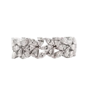 Пръстен - Флорален мотив от 18-каратово бяло злато и диаманти 1,010 ct