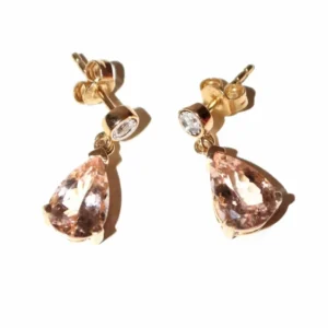Обеци с морганит и диаманти