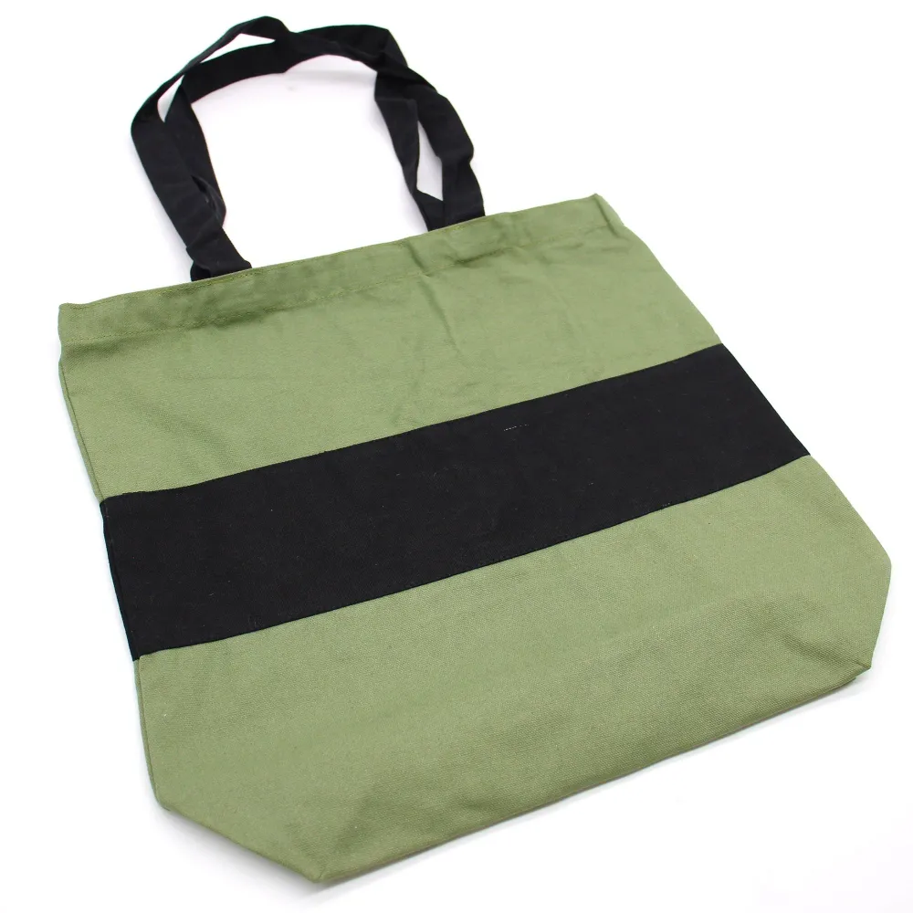 Памучна торба с две тоналности зелено и черно 10oz 38x42x12cm