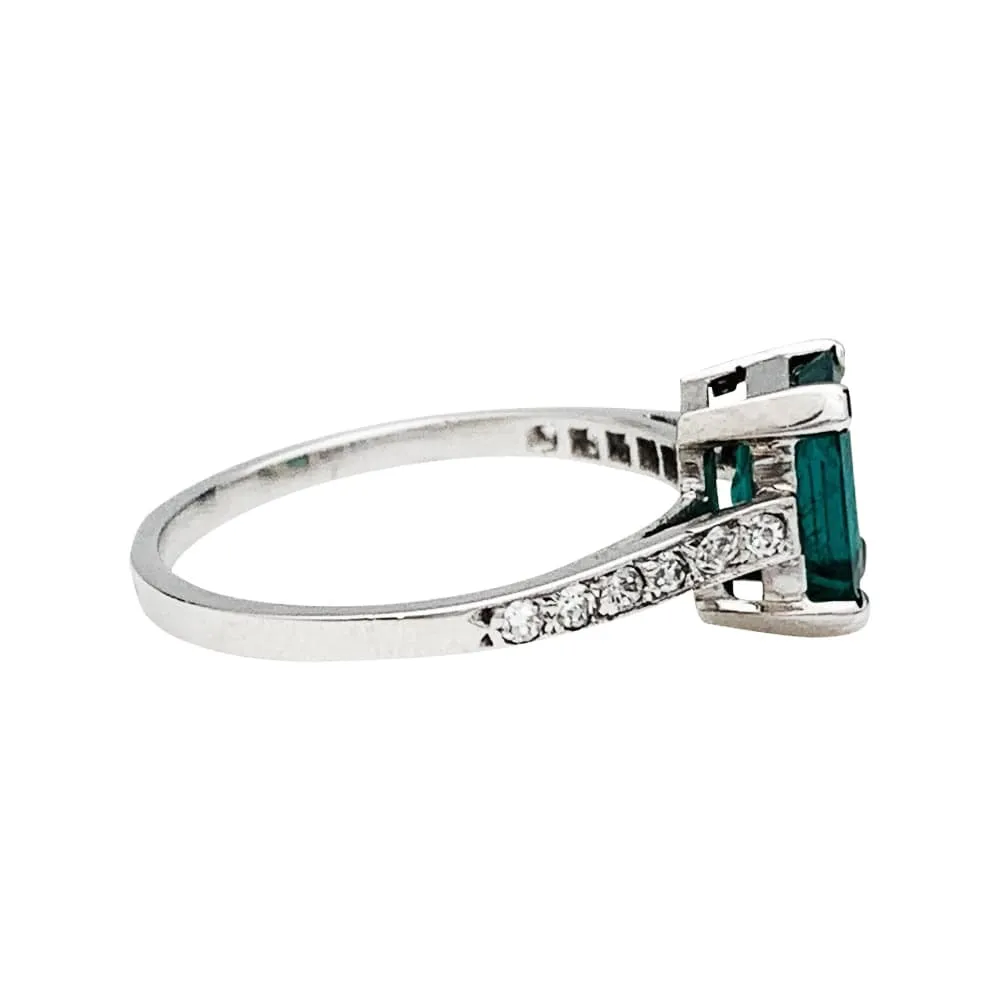 Пръстен от бяло злато, Платина, изумруд 1.26ct.