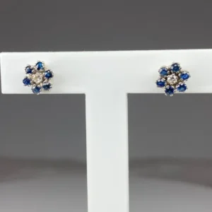 Обеци със сапфир и диаманти