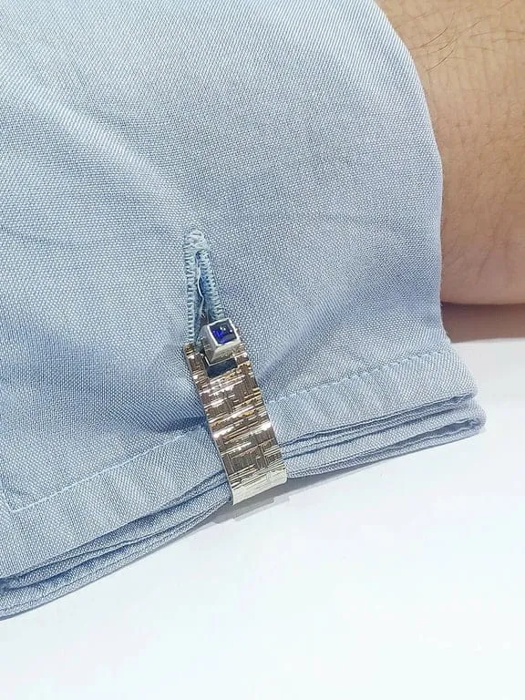 Ръкавели Сапфири от бяло злато