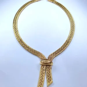 Колие с вратовръзка от жълто злато