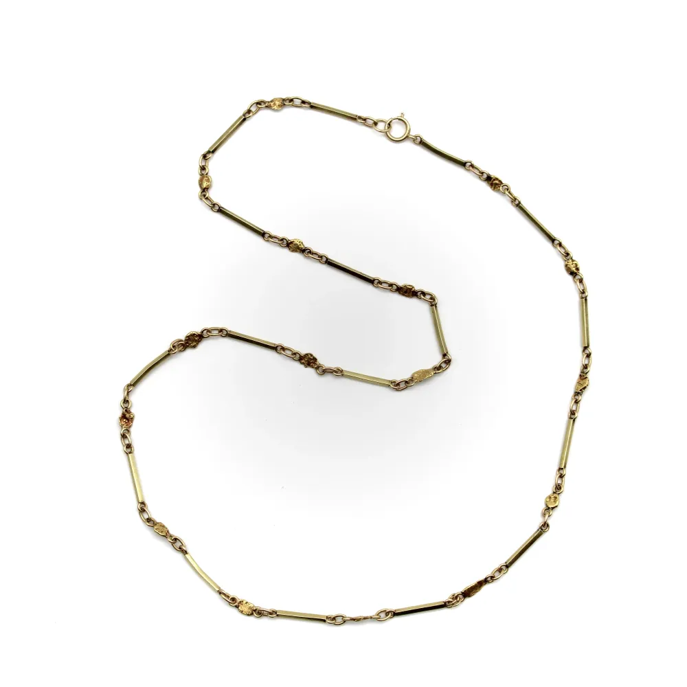 Винтидж колие с верижки и златни късове от 14K и 20K-24K