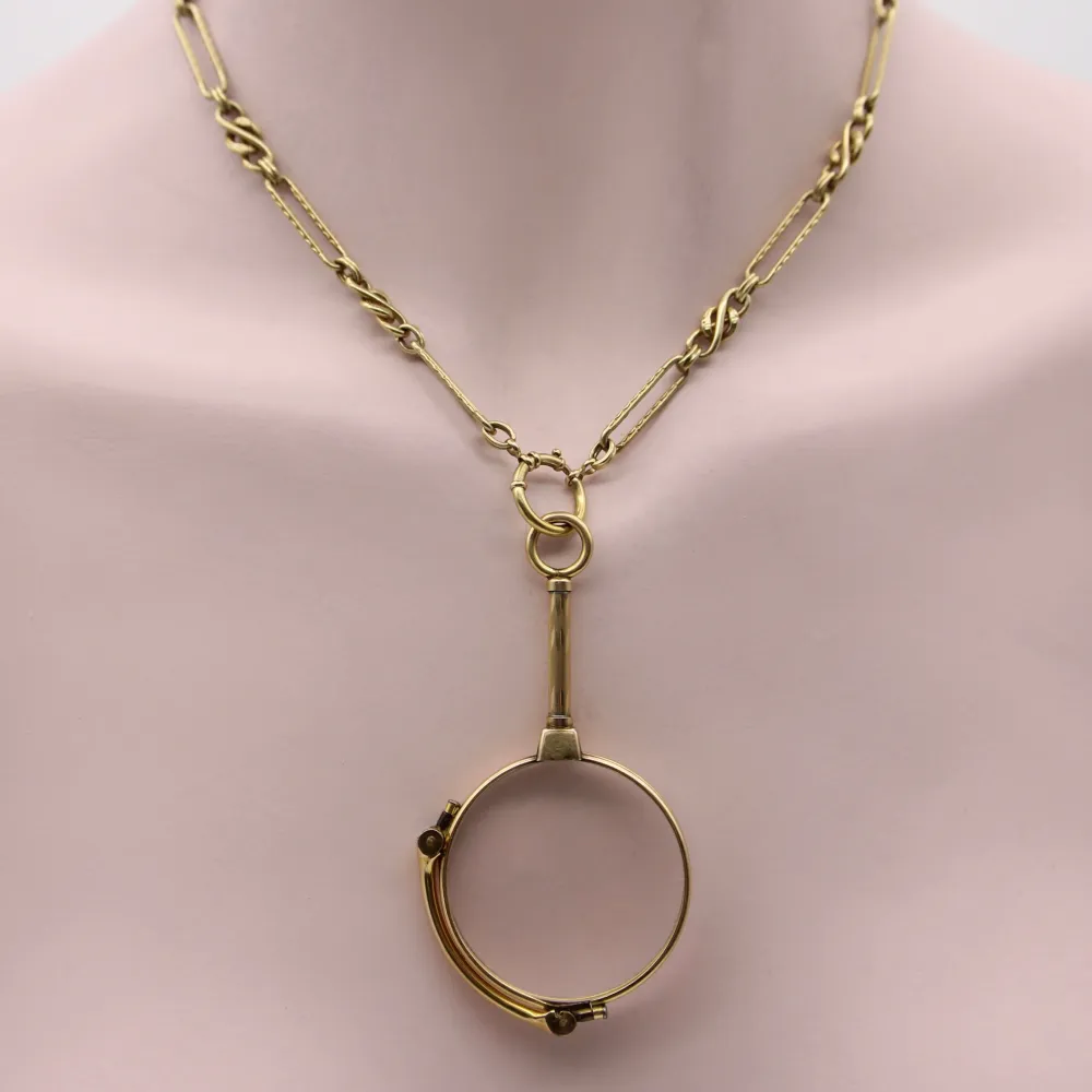Механичен едуардиански лорнет от 14K злато