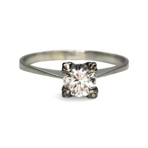Солитер - Пръстен от 18K бяло злато и диамант 0,50 ct
