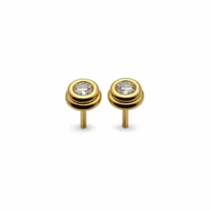 Обеци тип „пусета“ - 18K жълто злато и диаманти 0,50 ct