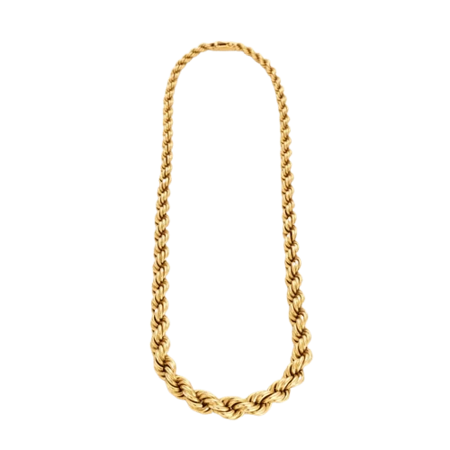 Винтидж колие с верижка от градиентно въже от 18K жълто злато