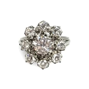 Пръстен от 18K бяло злато, инкрустиран с диаманти 2,1 ct