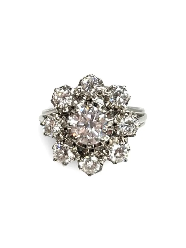 Пръстен от 18K бяло злато, инкрустиран с диаманти 2,1 ct