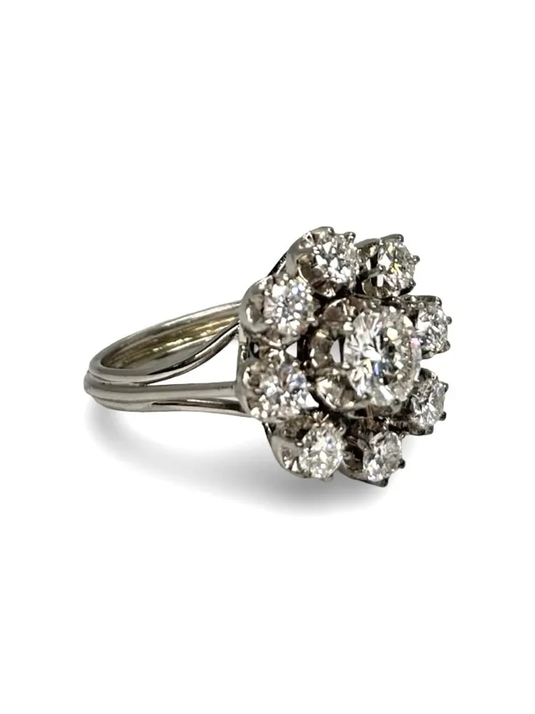 Пръстен от 18K бяло злато, инкрустиран с диаманти 2,1 ct