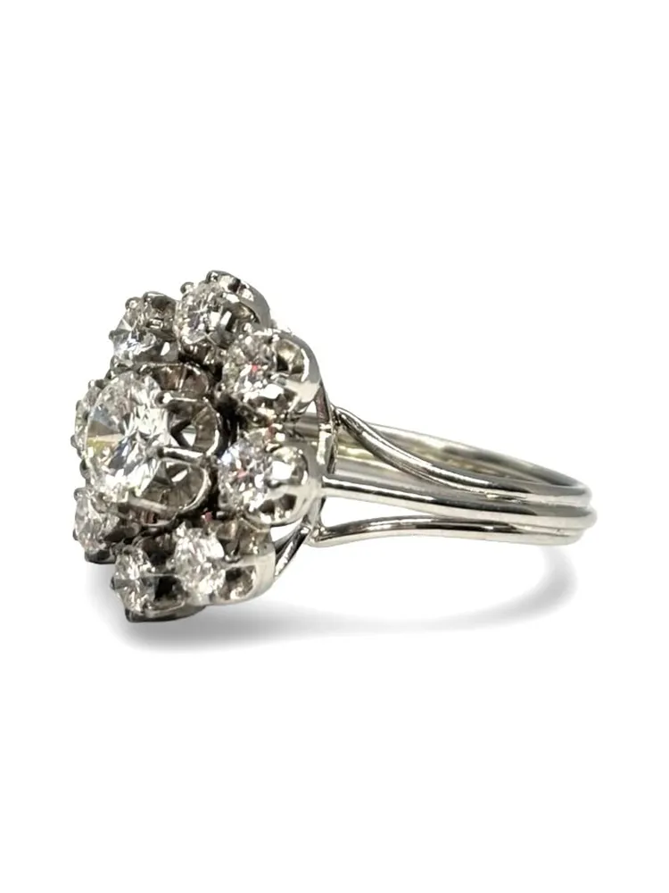 Пръстен от 18K бяло злато, инкрустиран с диаманти 2,1 ct