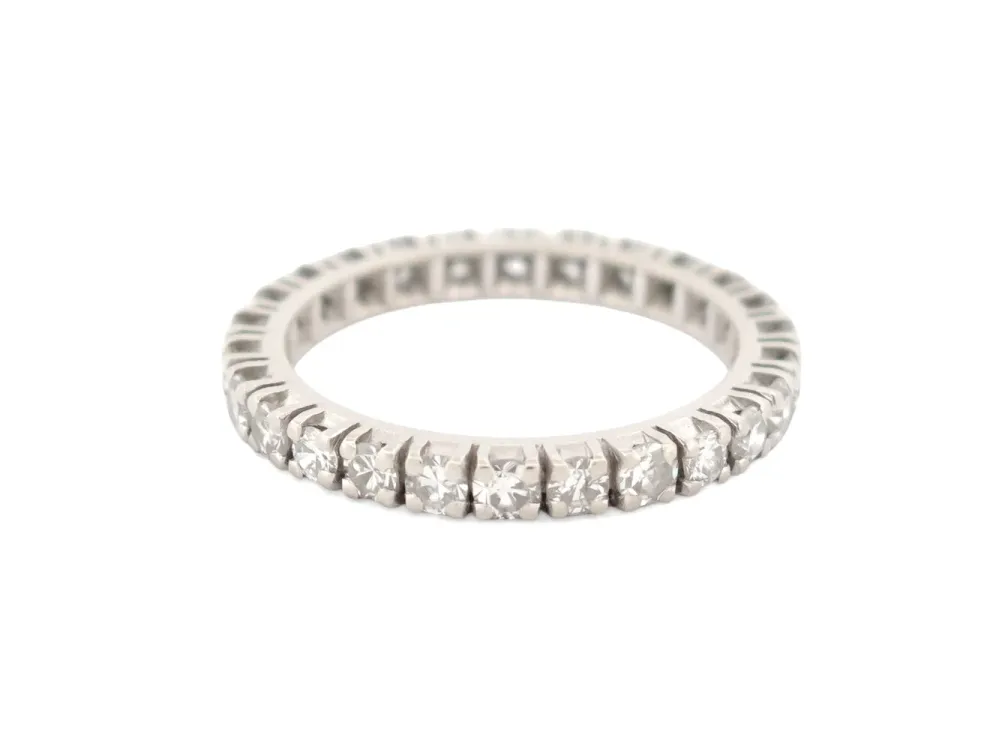 Сватбена халка американски - Халка с паве 26 диаманта 1,1 ct от 18K бяло злато