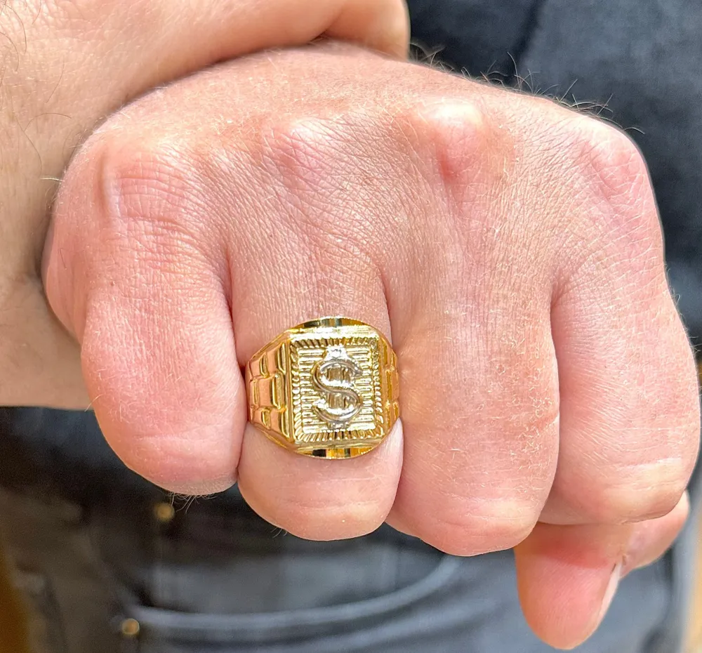 Печатен пръстен Долари от 18k жълто злато
