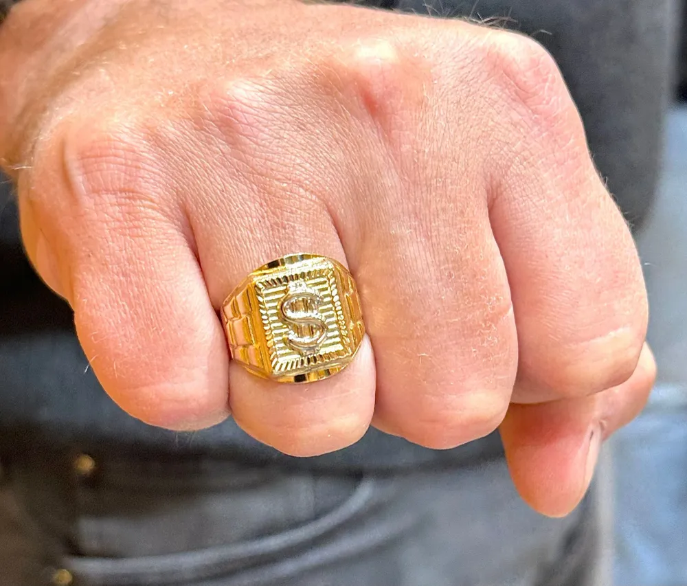 Печатен пръстен Долари от 18k жълто злато