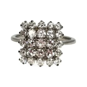 Пръстен от 18K бяло злато, инкрустиран с диаманти 1,5 ct