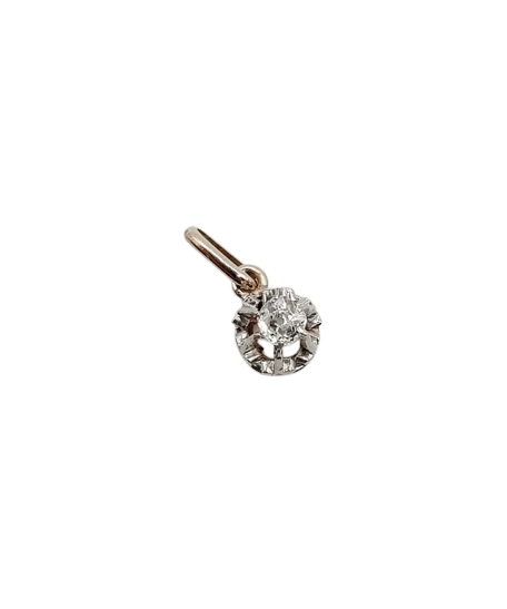Античен медальон от бяло злато 18k с диамант с стара шлифовка (около 1900 г.)