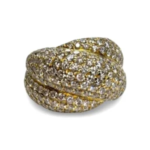 Пръстен от 18K жълто злато, инкрустиран с диаманти 5,16 ct