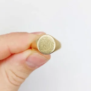 Печатен пръстен антика - Златен пръстен-печат 18к с герб (около 1900 г.)