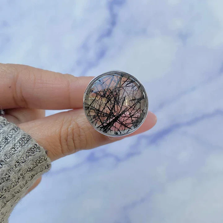 Сребърен пръстен с черен рутилен кварц | Модел 3