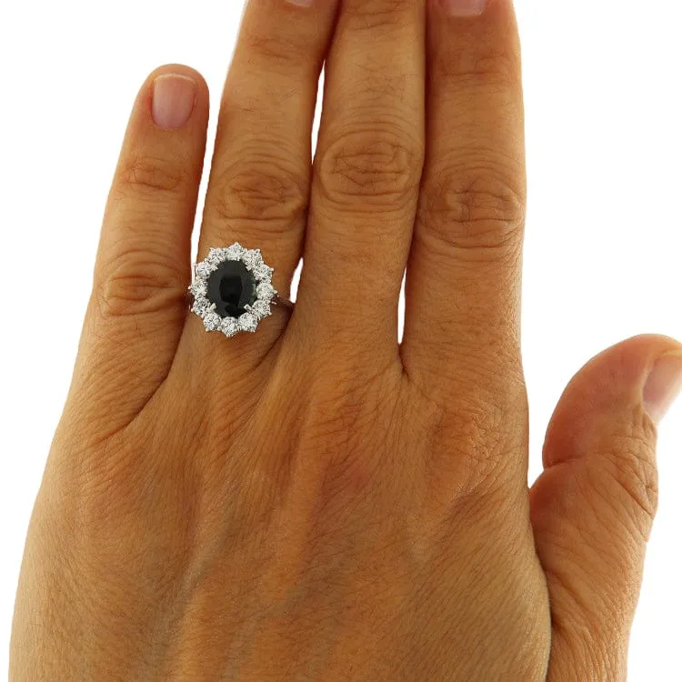 Пръстен от бяло злато 18 карата със сапфир 2,70 ct и диаманти