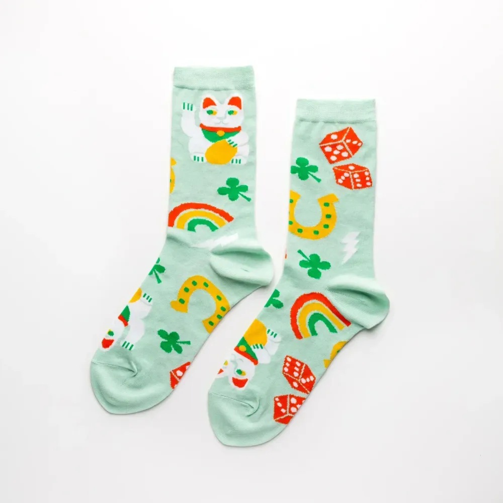 Чорапи за късмет - котки за късмет, детелини, светкавици и дъги