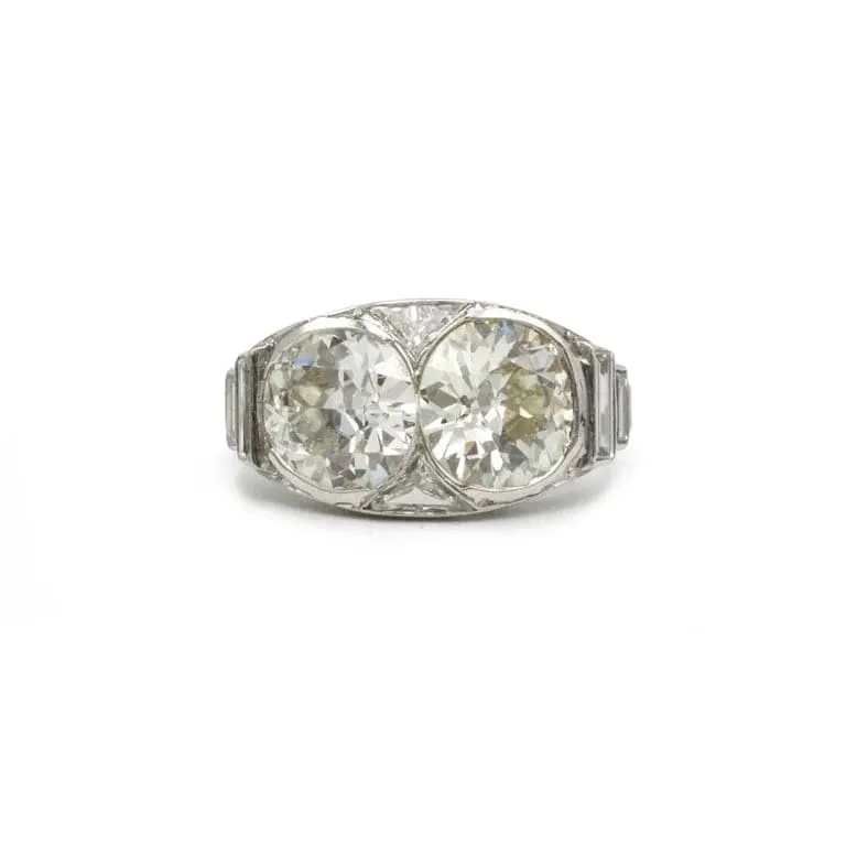 Пръстен в стил Арт Деко - Платина и диаманти