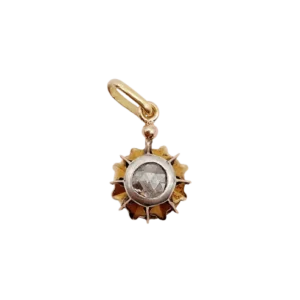 Викториански медальон от 18-каратово розово злато, Сребро и диамант с розов шлиф