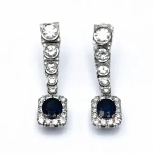 Висящи обеци от бяло злато и диаманти 5,35 ct сапфири