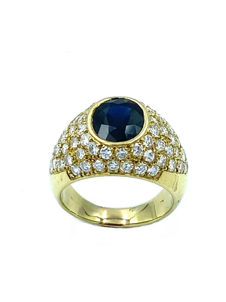 Гривна с жълто злато, сапфир и диамант