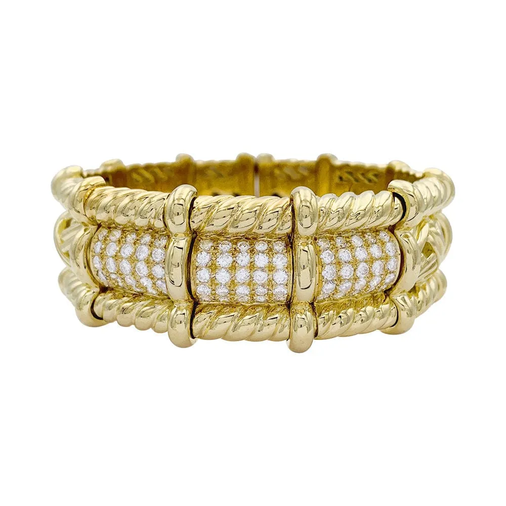 Винтидж гривна, жълто злато и диаманти.