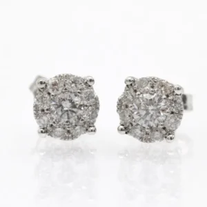Обеци от бяло злато 585 с диаманти 0,55 ct