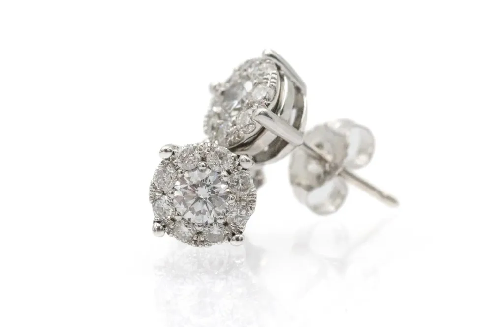 Обеци от бяло злато 585 с диаманти 0,55 ct