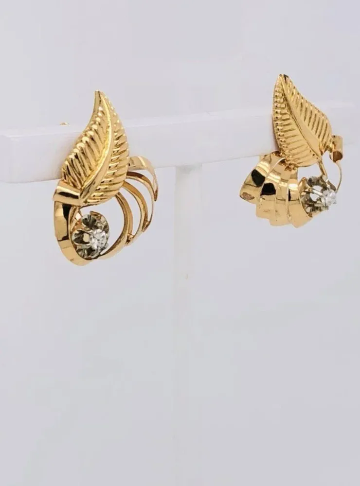 Обеци с диамантени листа от 0,5 Ct