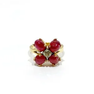 Пръстен от злато, рубин и диамант
