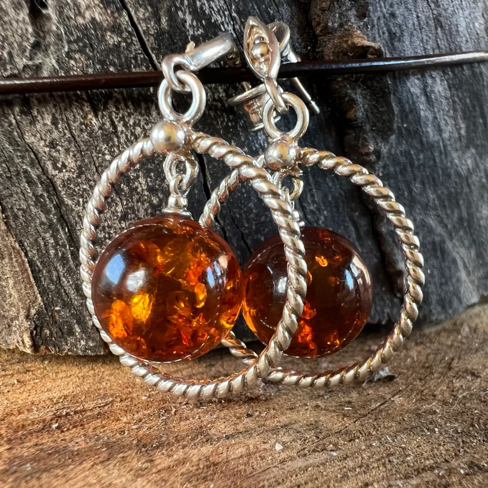 Сребърни обеци с кехлибар Amber1