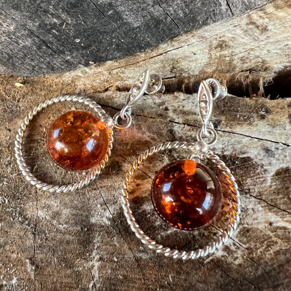 Сребърни обеци с кехлибар Amber1