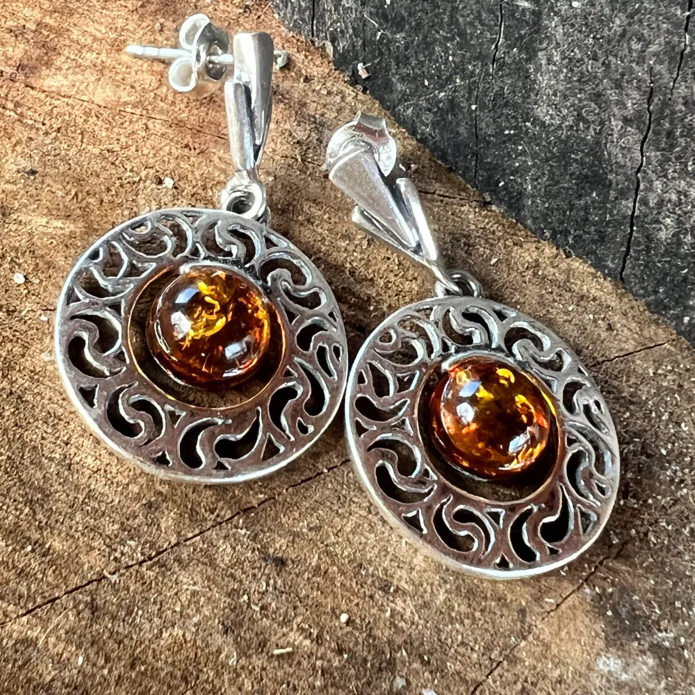 Сребърни обеци с кехлибар Amber12
