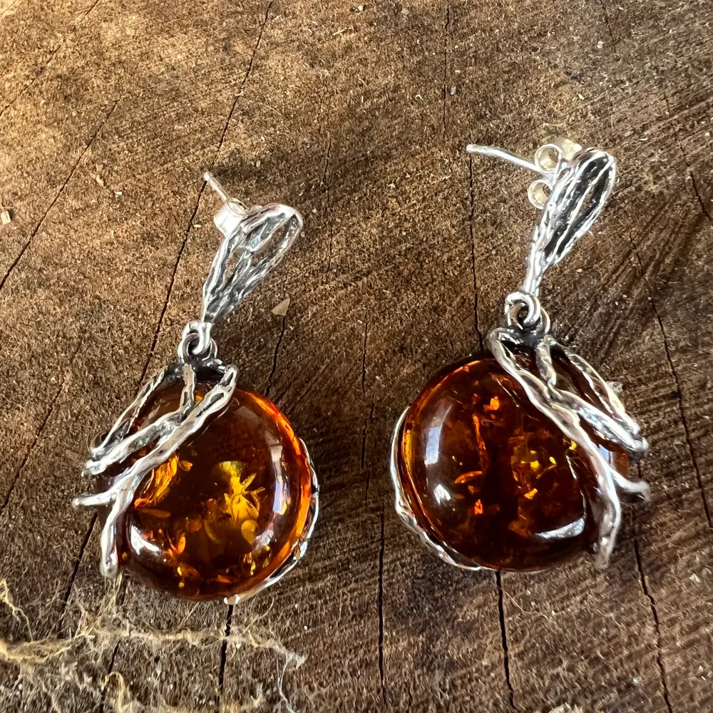Сребърни обеци с кехлибар Amber2