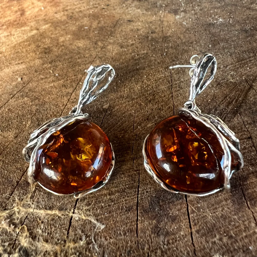 Сребърни обеци с кехлибар Amber2