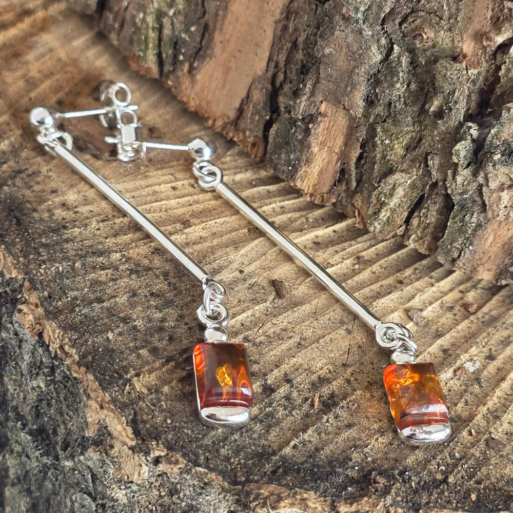 Сребърни обеци с кехлибар Amber20