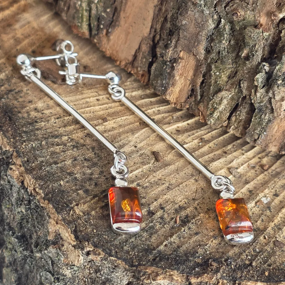 Сребърни обеци с кехлибар Amber20