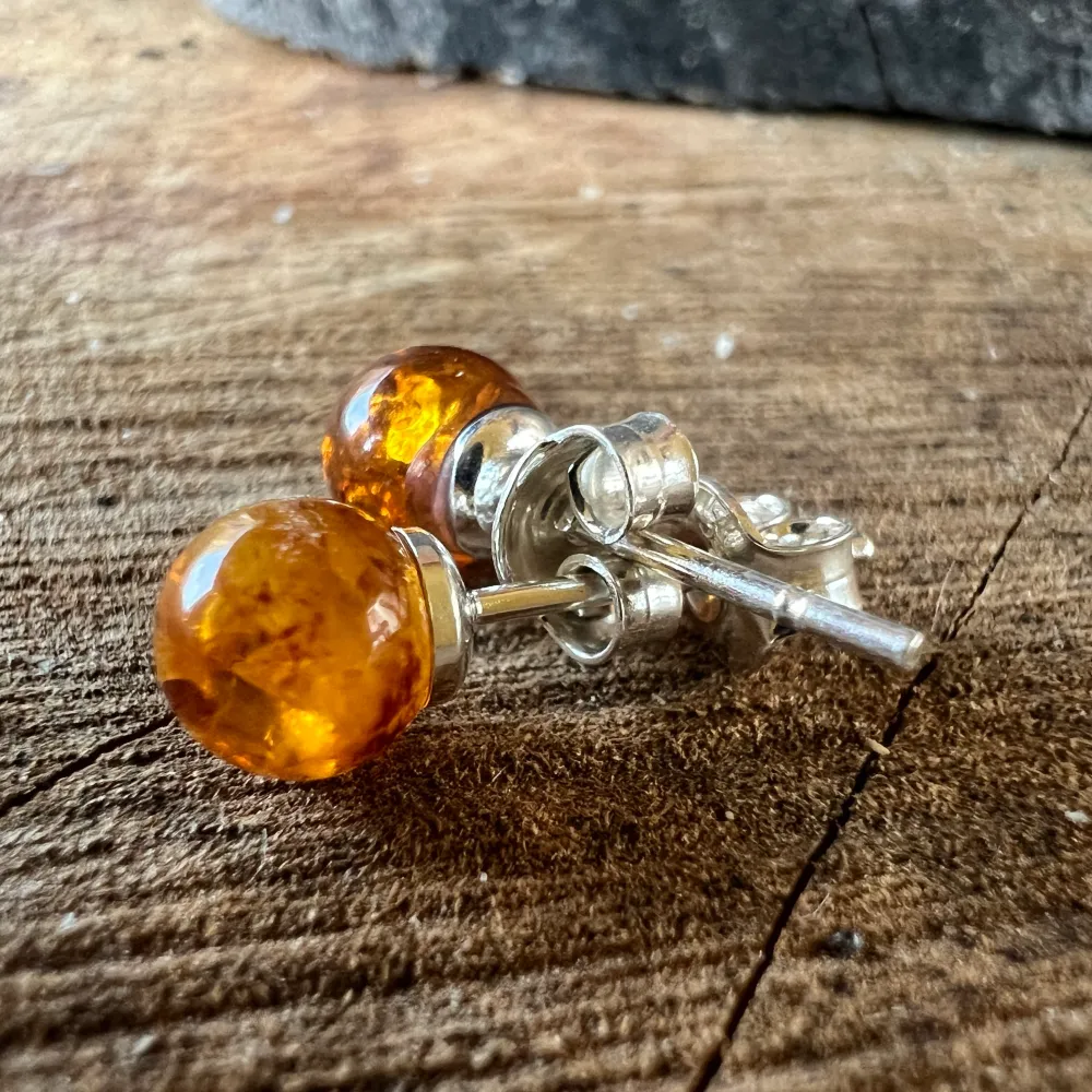 Сребърни обеци с кехлибар Amber25