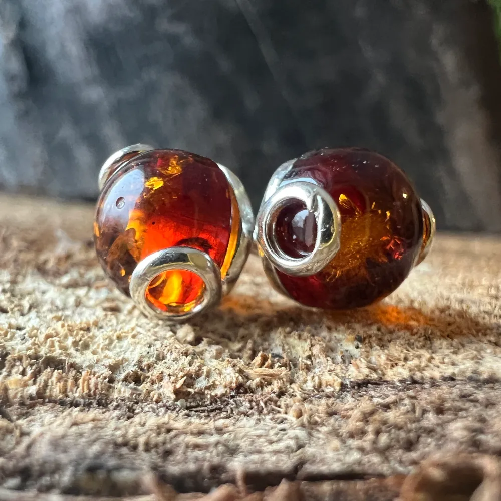 Сребърни обеци с кехлибар Amber29