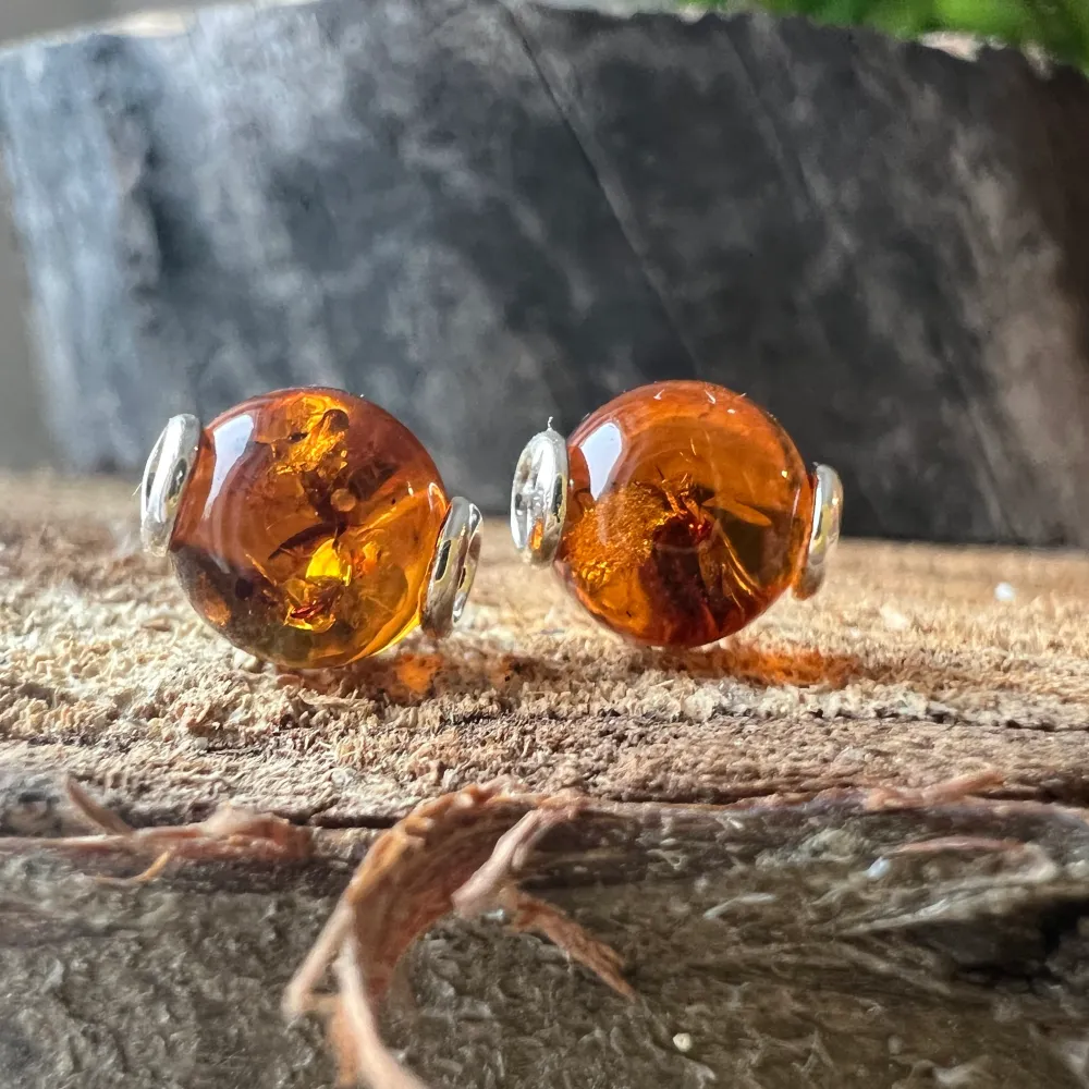 Сребърни обеци с кехлибар Amber29