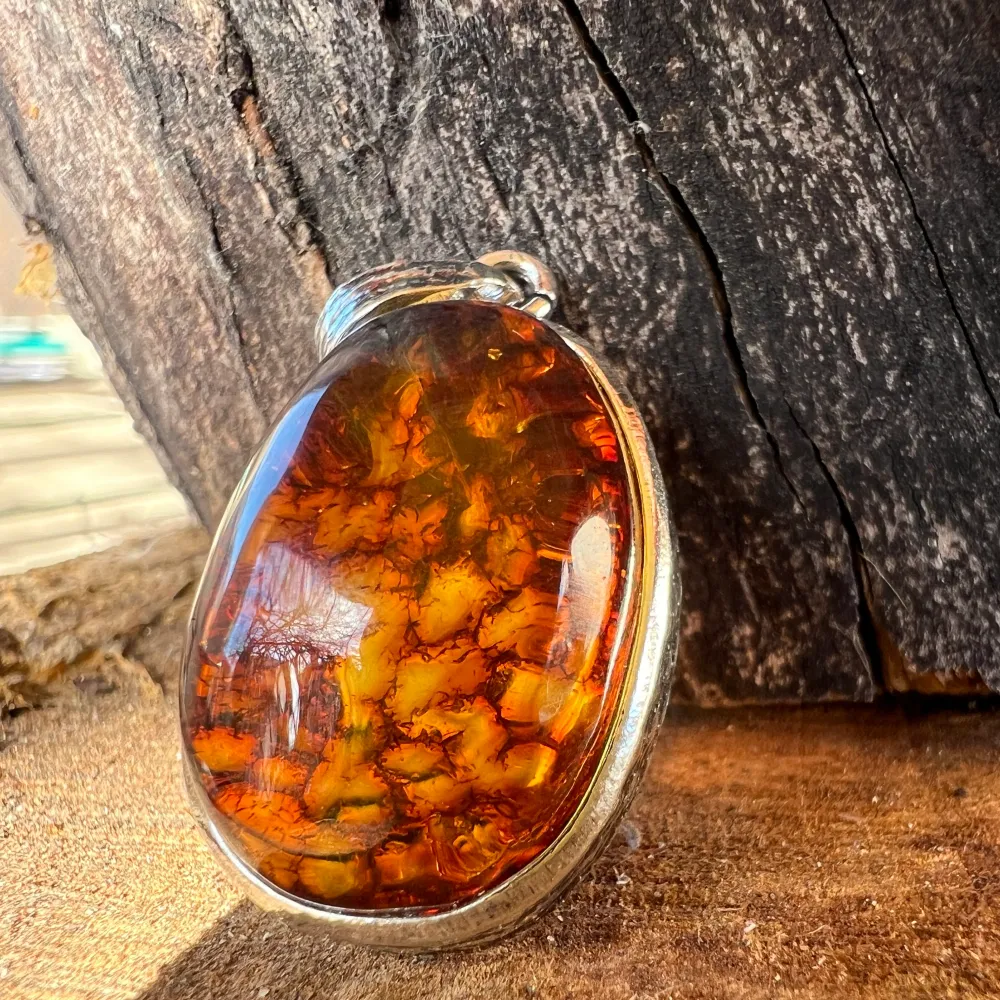 Сребърен медальон с кехлибар Amber4