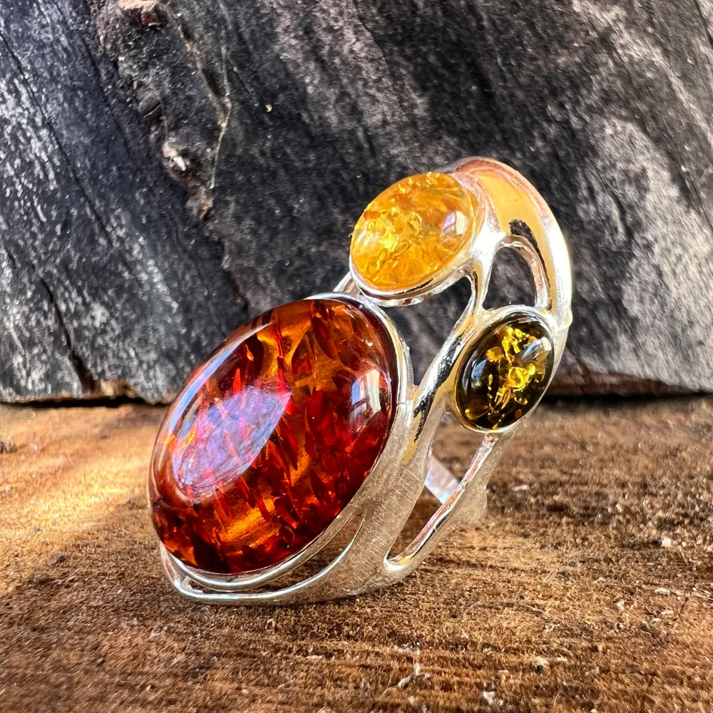 Сребърен пръстен с кехлибар Amber5