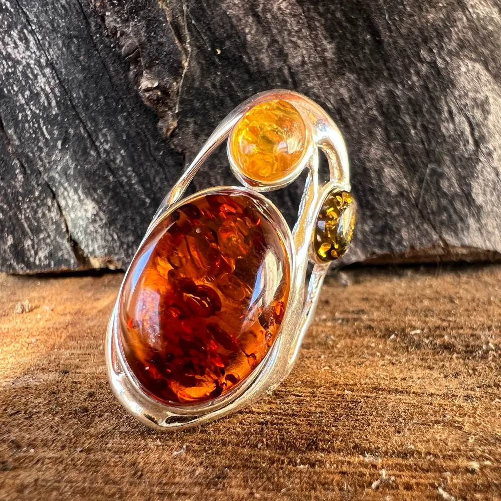 Сребърен пръстен с кехлибар Amber5