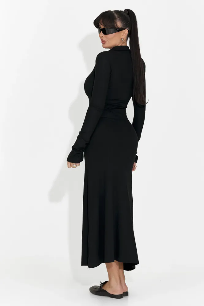 Дълга черна дамска рокля Amberlin Bogas